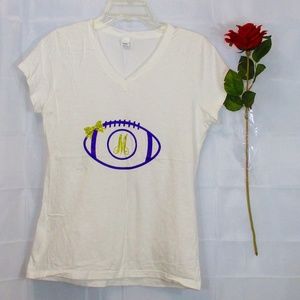 White MONOGRAM TEE. SIZE LARGE